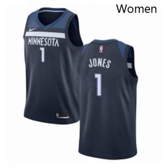 Womens Nike Minnesota Timberwolves 1 Tyus Jones Swingman Navy Blue Road NBA Jersey Icon Edition